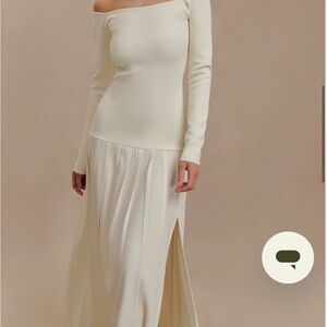Meshki Off-Shoulder Cream Dress